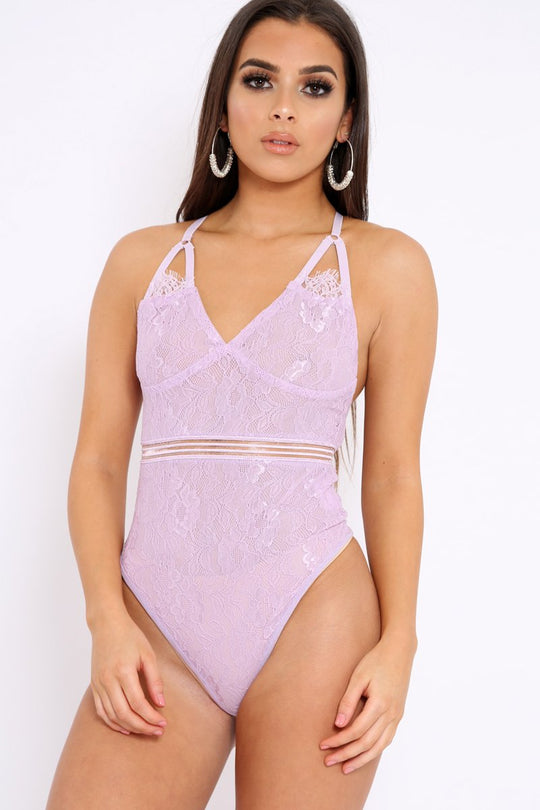 Lilac Sheer Lace Bodysuit - Katia – Rebellious Fashion