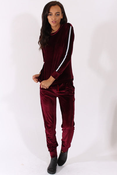 Plum Velvet Stripe Tracksuit - Armani – Rebellious Fashion