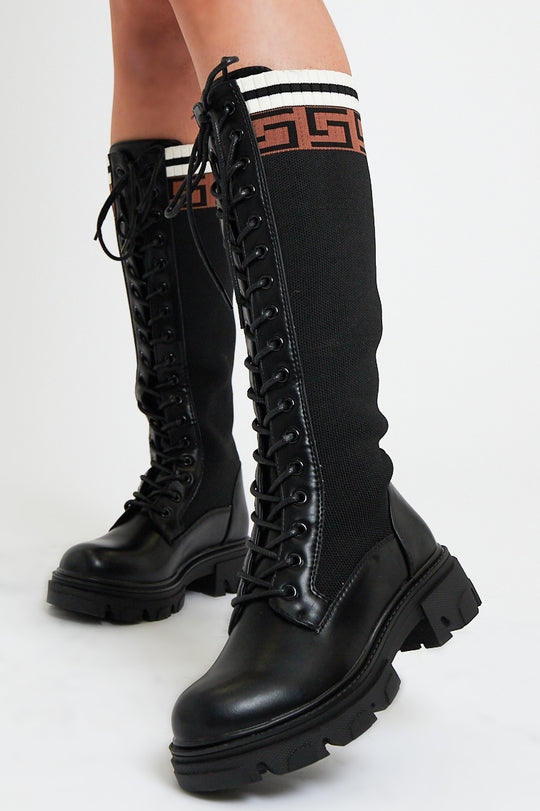 Sally Contrast Combat Boots – RubyClaire Boutique