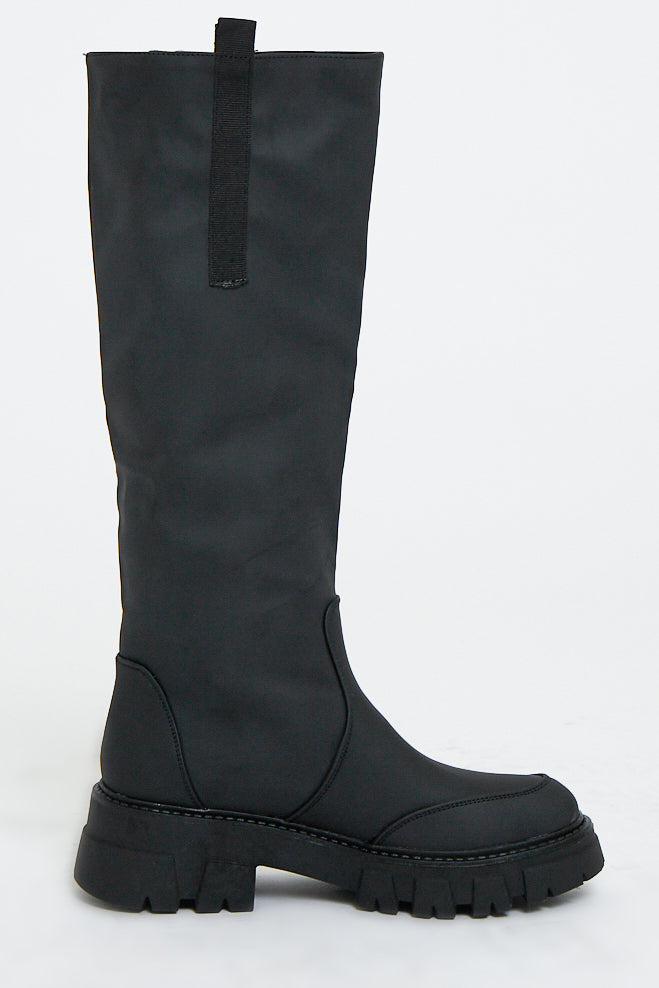 Black Chunky Sole Wellington Boots - Makhi