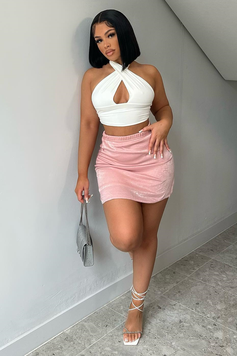 Pink Textured Satin Mini Skirt - Azure - Size 10