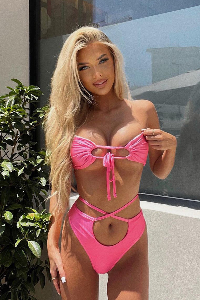 Pink Strappy Cut Out Bikini Set - Hailey - Size 6