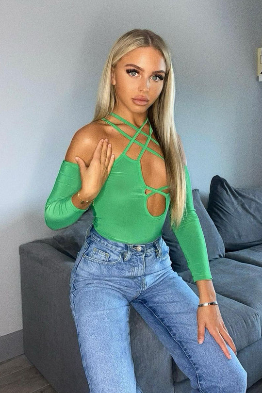 Green Bodysuits, Inc Neon, Lace & Lime