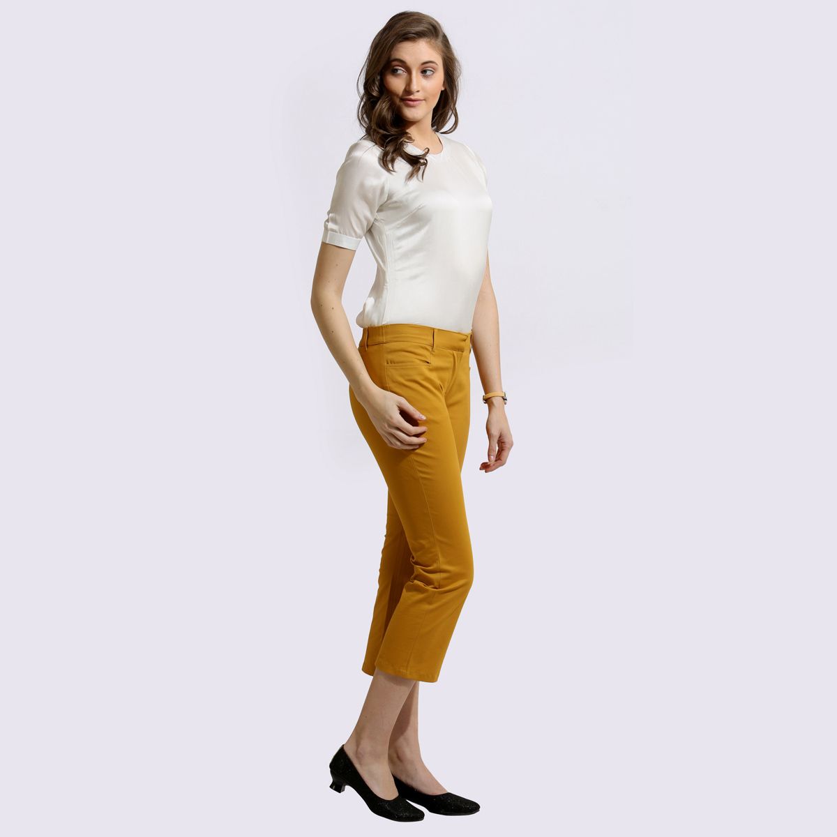 The Rio Pants Cotton Stretch Mustard-M