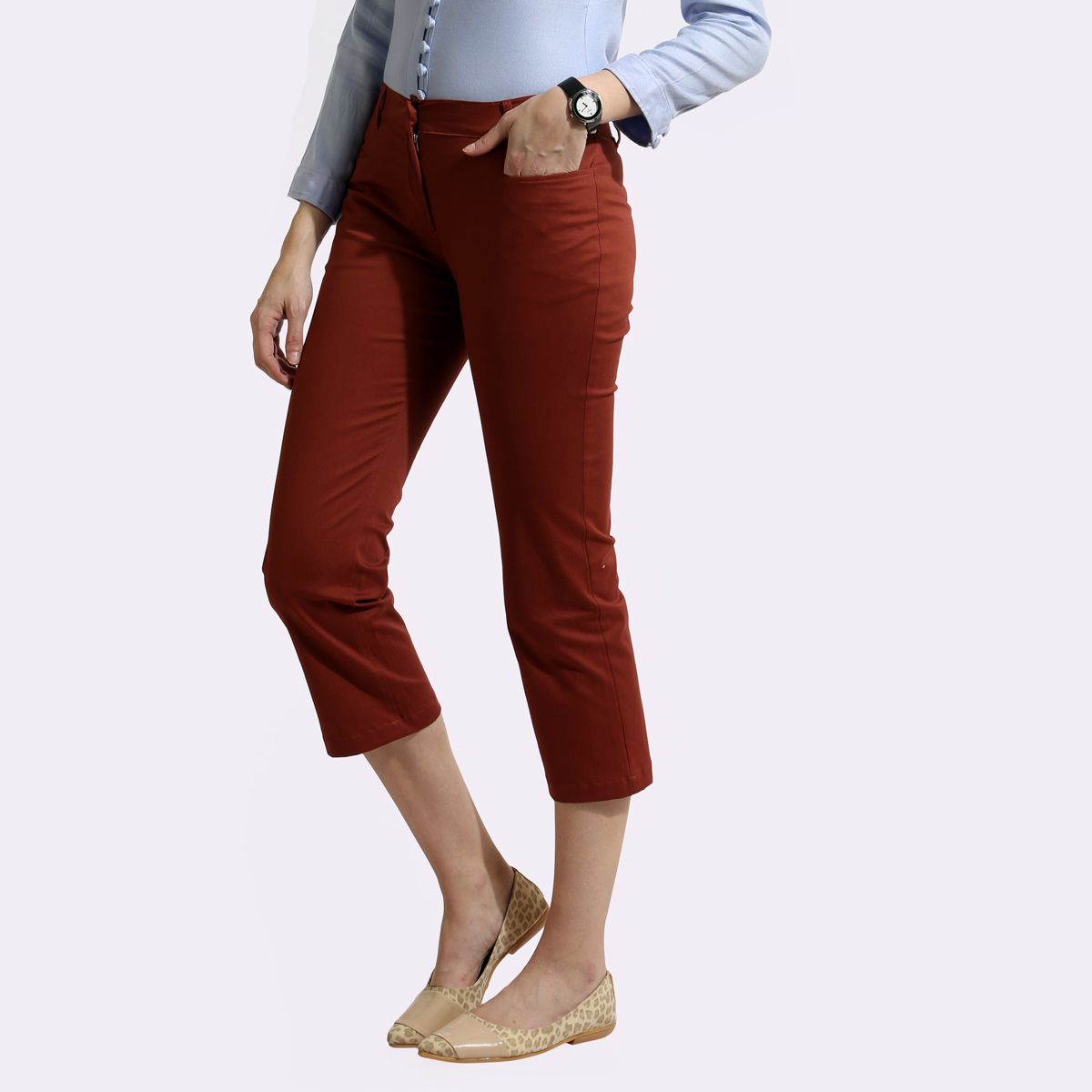 The Rio Pants Cotton Stretch Brick Red-L