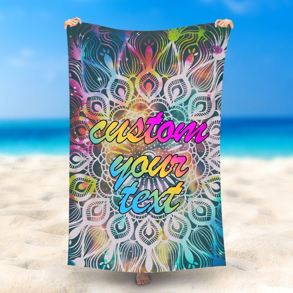 Custom Text Beach Towel, Quick Dry Bath Towel, Swimming Towel, Colorful beach towel