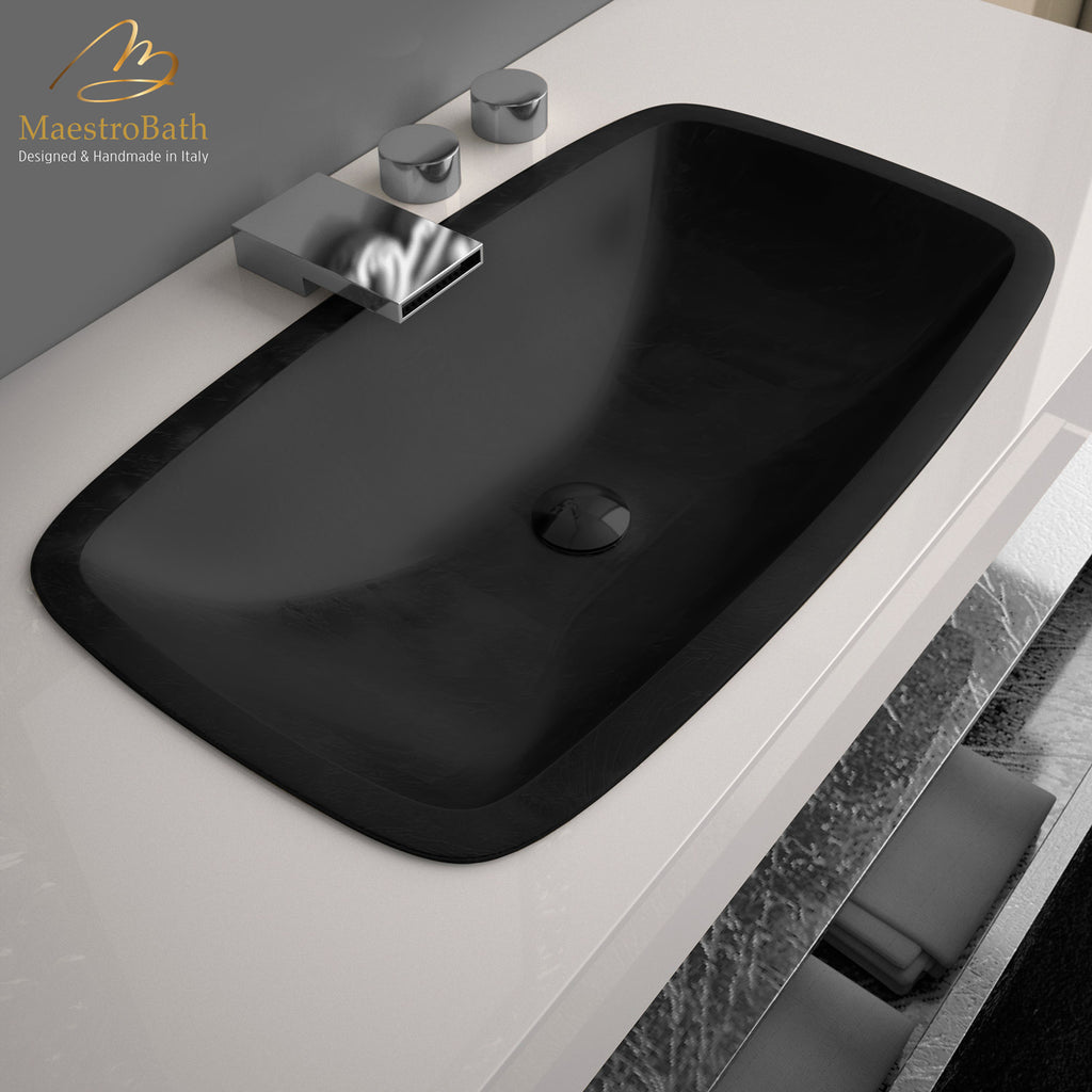 Pert Open Drop In Bath Sink Black