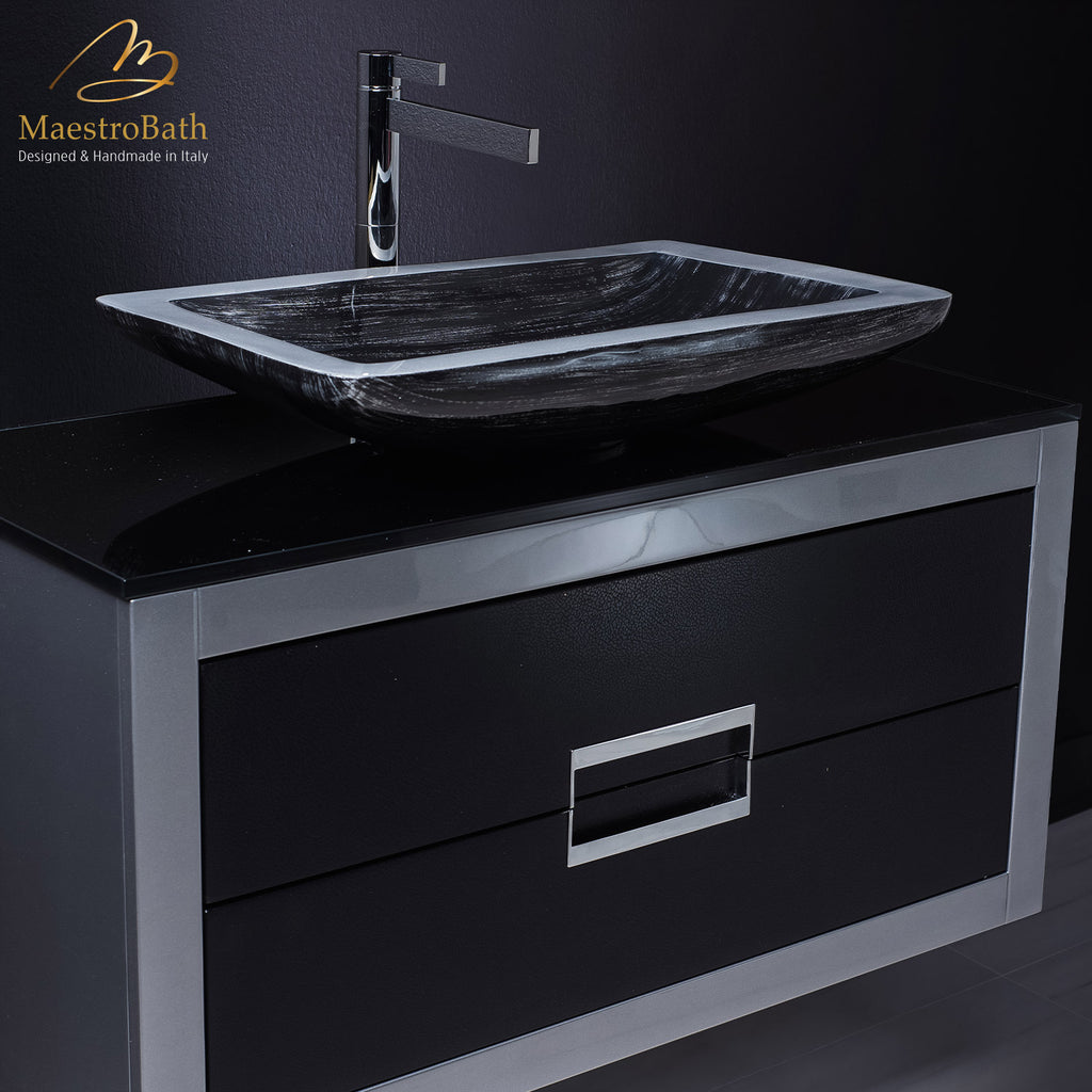 40 Inch Bathroom Vanity With Sink Black And Silver