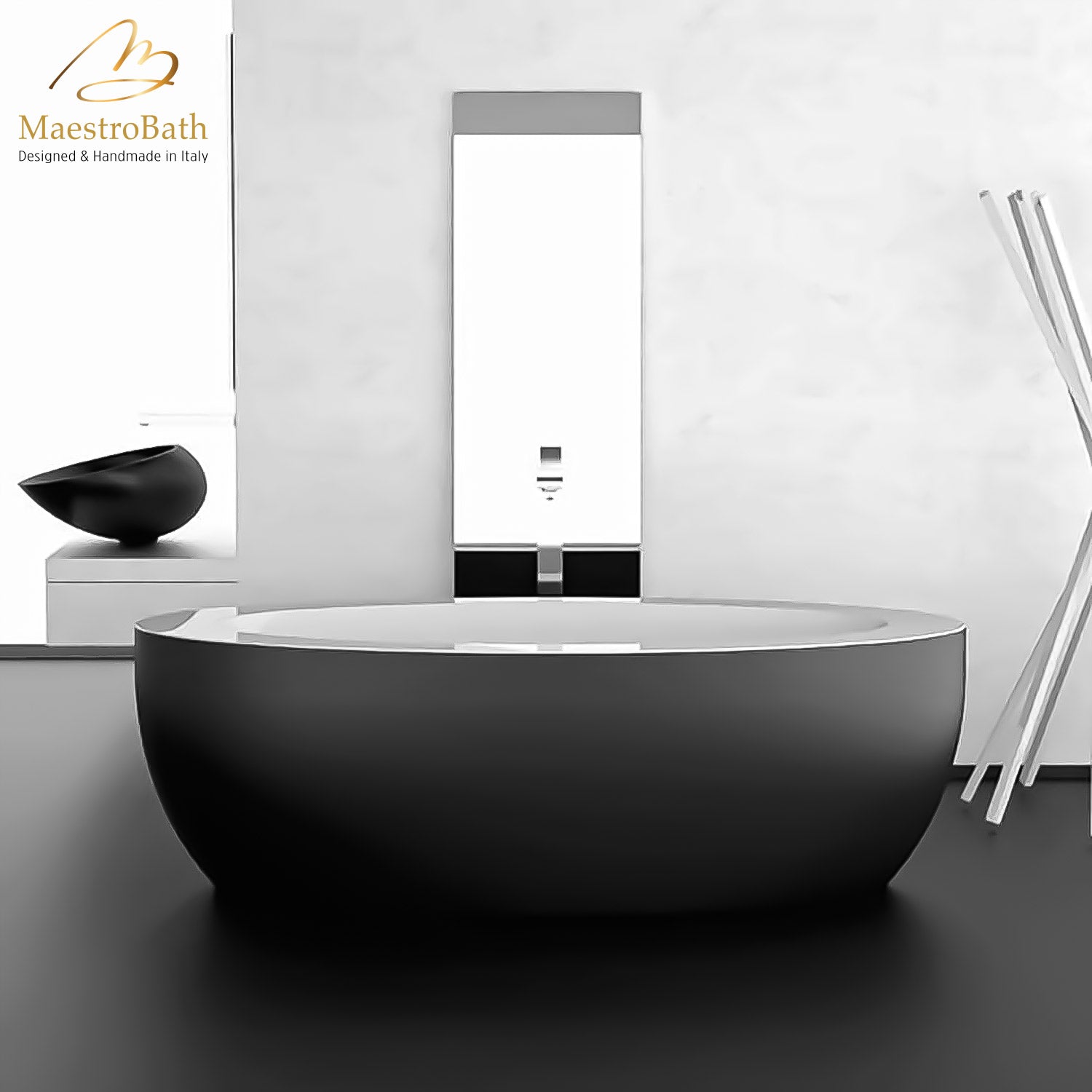 Modern Oval Bathtub Black