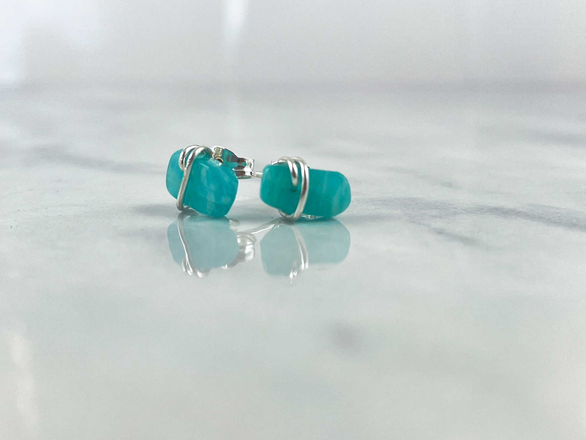 Amazonite stud earrings 