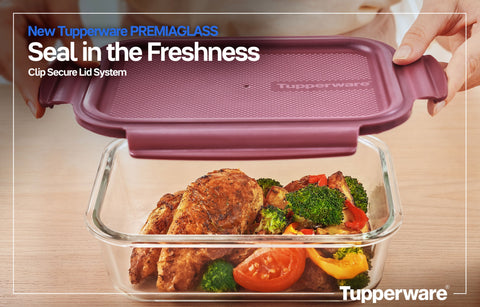Tupperware Premiaglass Serve & Store Container Red 1-qt 1 L NEW 