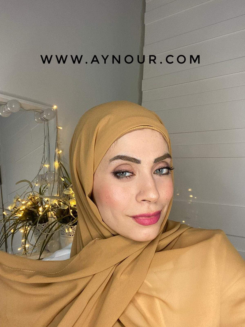 CARAMEL BEAIGE layers inner cab and scarf Instant Hijab 2021 - Aynour.com