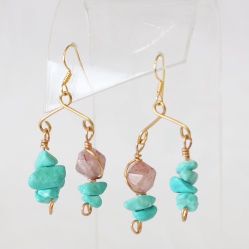 Blue Jade and Milky Quartz Earrings – WomanCraft Gifts