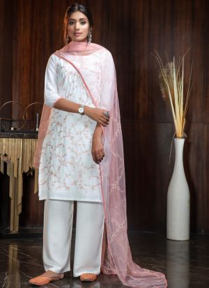 Trendmalls Green Cotton Embroidered Paper mirror Work Party Wear Kurta Pant  with Dupatta Salwar Suit Set - Trendmalls - 4147160