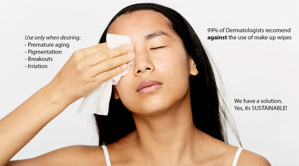 toxic beauty girl using harmful make up wipe clean beauty alternative solution