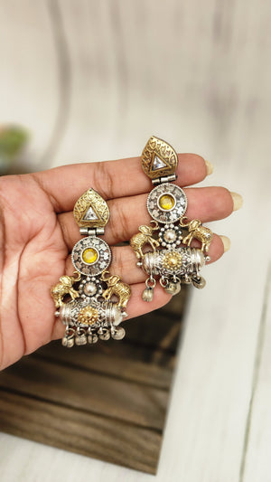 Elephant unique dual tone silveralike earrings