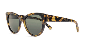 Henrietta Light Tortoise with Green Lenses Sunglasses | FINLAY