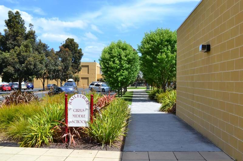 A photo of the stunning gardens at Haileybury College which showcase the quality wholesale plants that Dinsan Nursery produces.