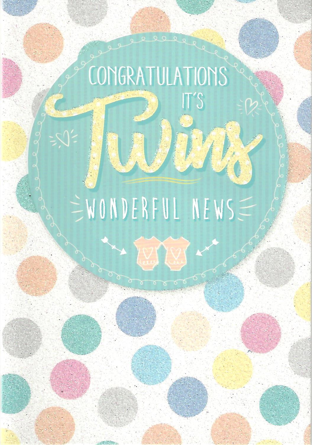 New Birth of Your Twins Congratulations Card MHJ Direct.co.uk