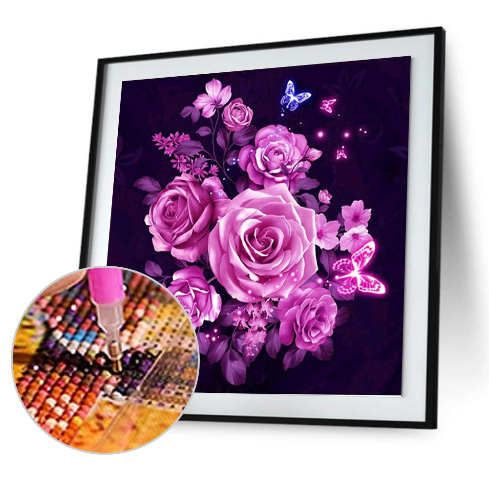 

30*30CM Round Drill Diamond Painting-PinkFlower, Default title, 501 Original