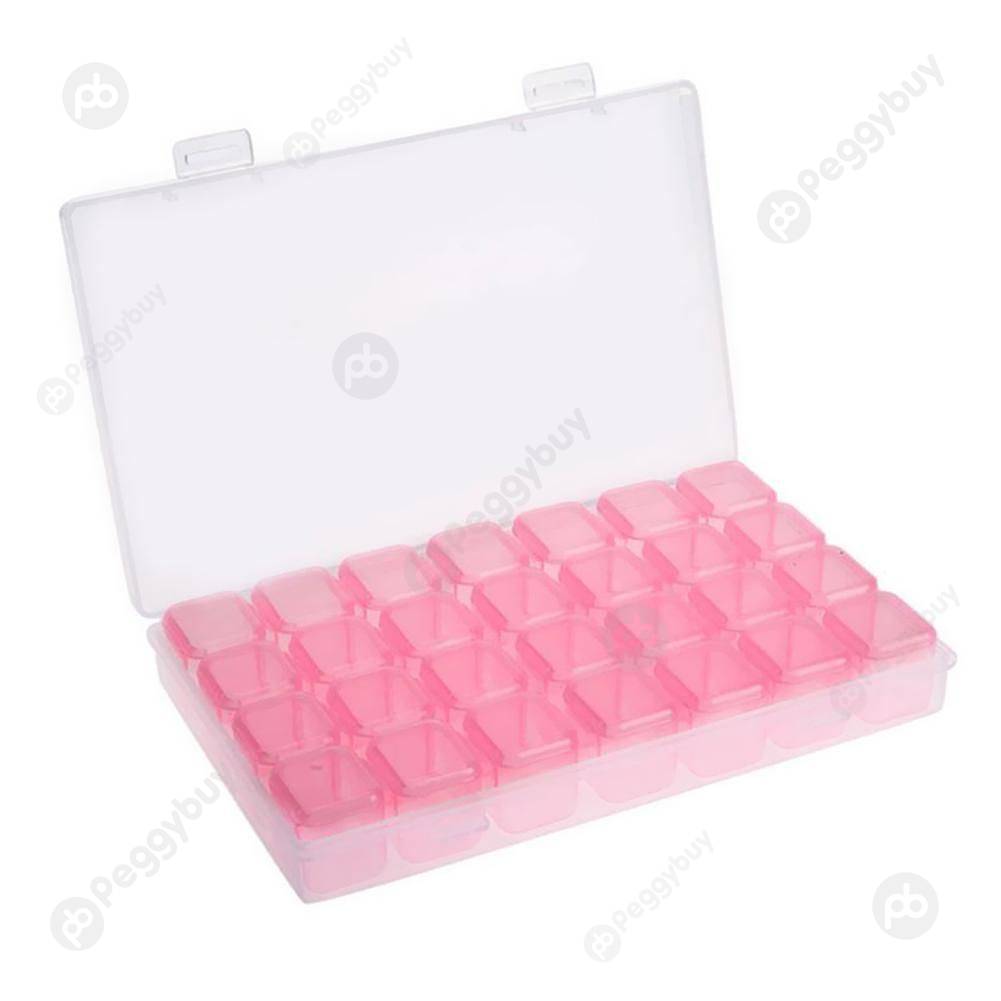 

28 Grids Nail Art Storage Box Case Jewelry Organizer Manicure Tools (Pink, 501 Original