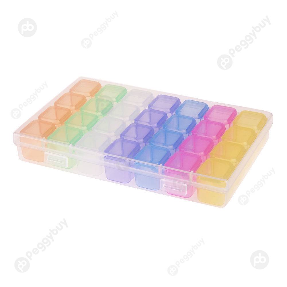 

28 Slot Plastic Storage Box Nail Rhinestone Jewelry Display Case(Colorful, 501 Original