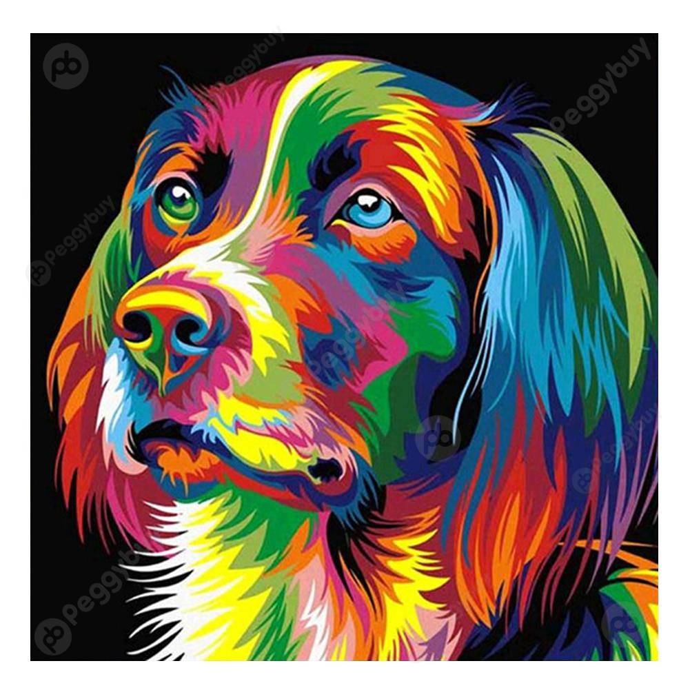 

30*30CM Round Drill Diamond Painting-Colorful Dog, Default title, 501 Original