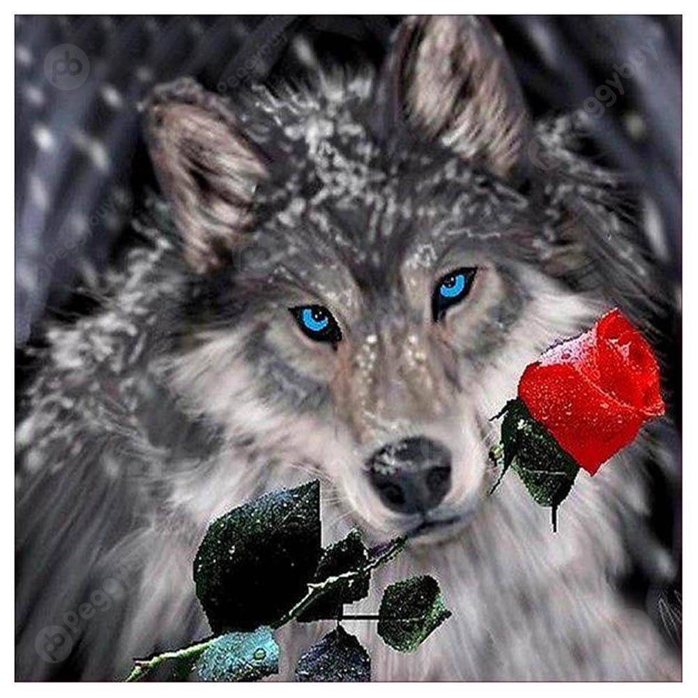 

5D DIY Full Drill Diamond Painting Rose Wolf Cross Stitch Embroidery Kit, Default title, 501 Original