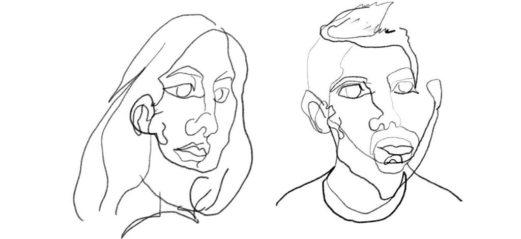 Continuous blind contour drawing