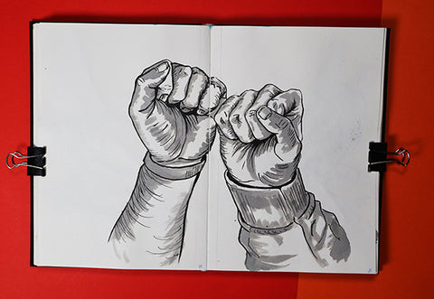 Fist pump hand drawing.