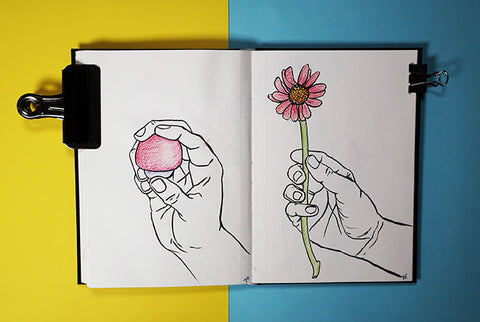 Flower in hand - drawing.