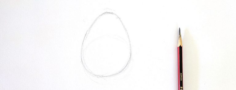 Outline of an egg on paper. How to shade an egg with a pencil.