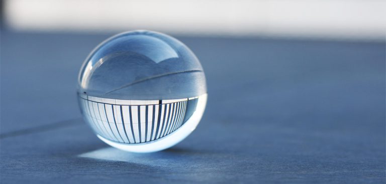 Reflective glass sphere.