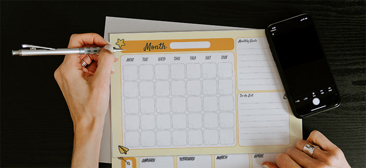 Monthly planner and goal setting sheets