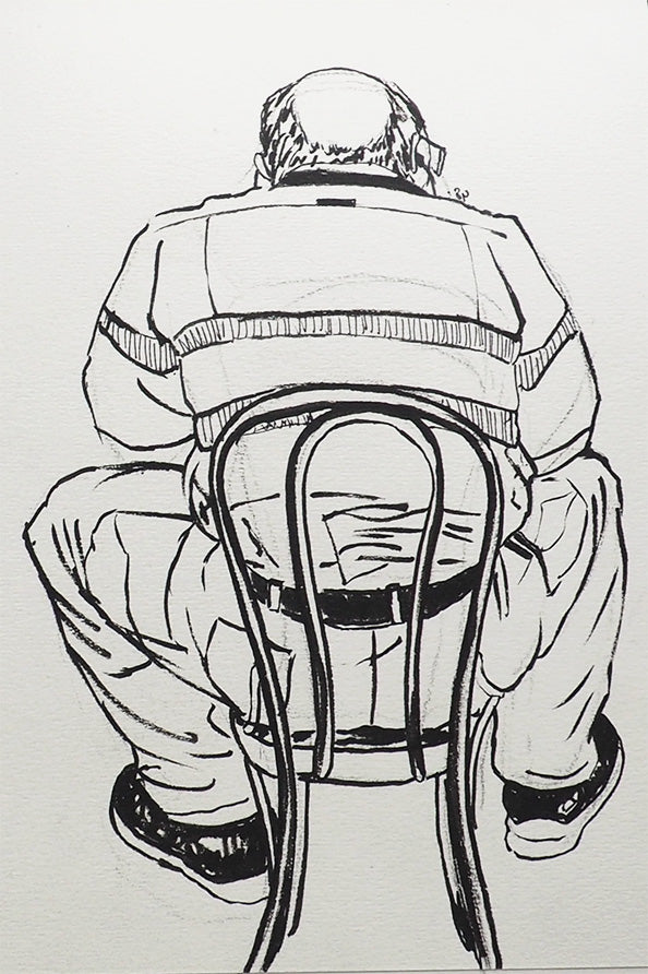 sketch of a man in a chair