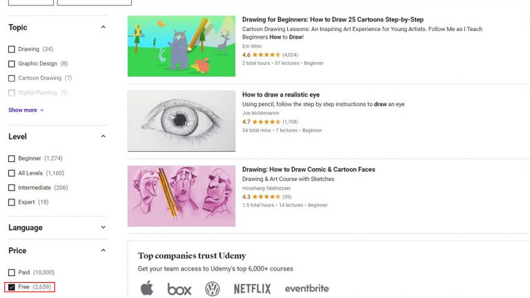 udemy - free and paid drawing lessons and many other topics as well.