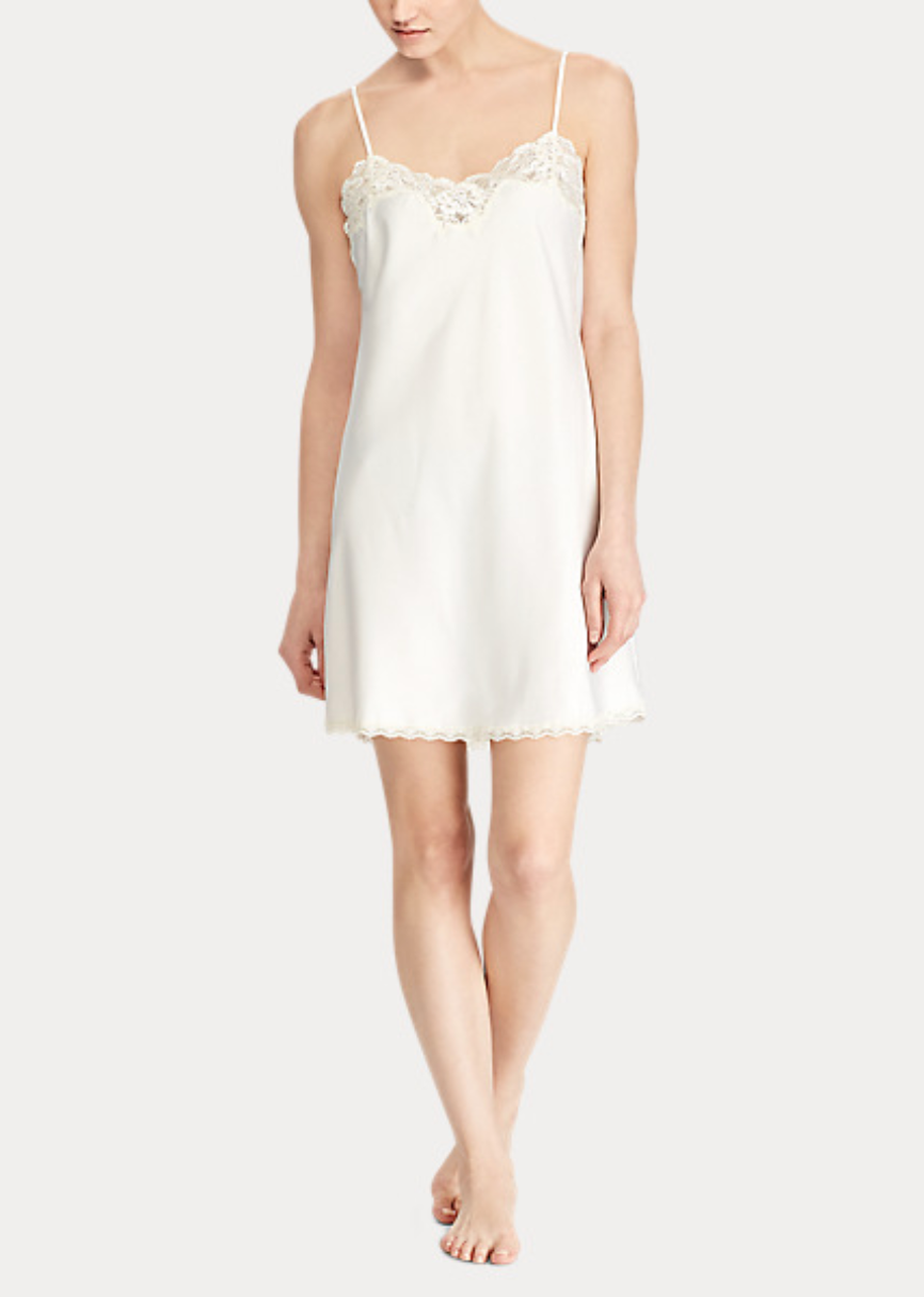 Ralph Lauren Satin Lace Chemise - Ivory – The Lingerie Lounge Blackpool