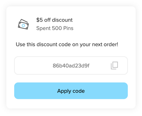 converting your points into a discount code at checkout