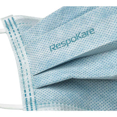 closeup detail view of the exterior of the respokare antiviral surgical mask