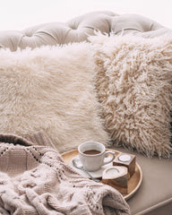 Cosy boho sheepskin cushions