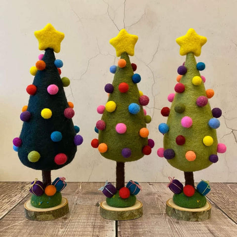 Festive felt bobble Christmas trees