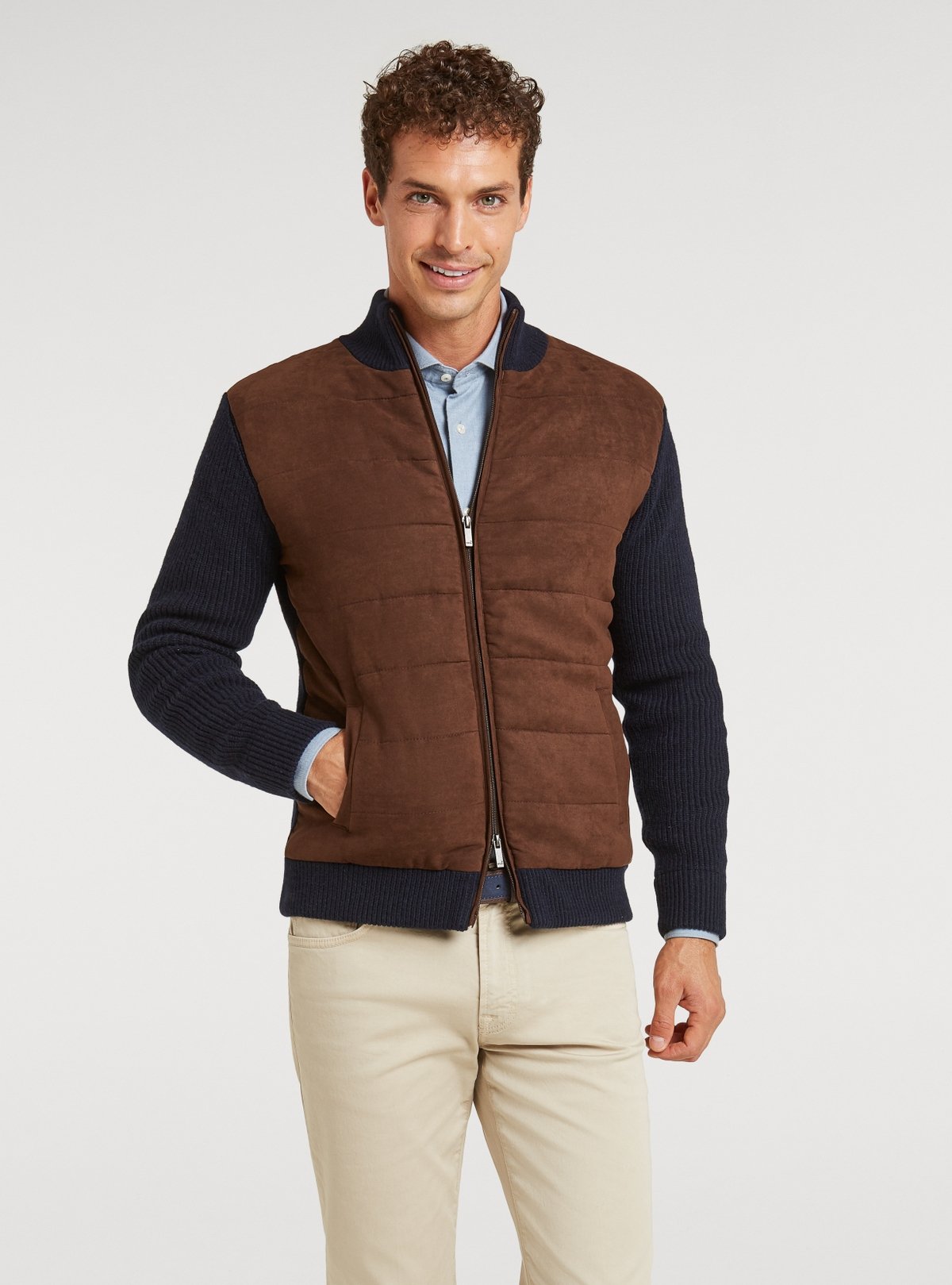 Maglia full zip con inserti in alcantara product