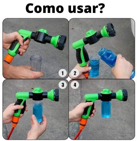 Imagem ilustrativa ensinando como usar a Pistola de Agua Pulverizadora