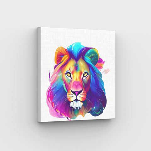 neon lions head - easy animal paint by numbers kit