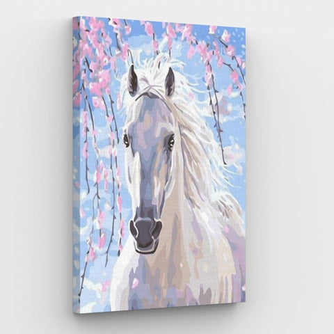 white horse paint by numbers canvas kit
