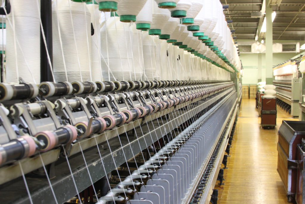 Cotton yarn spinning at a factory in South Carolina