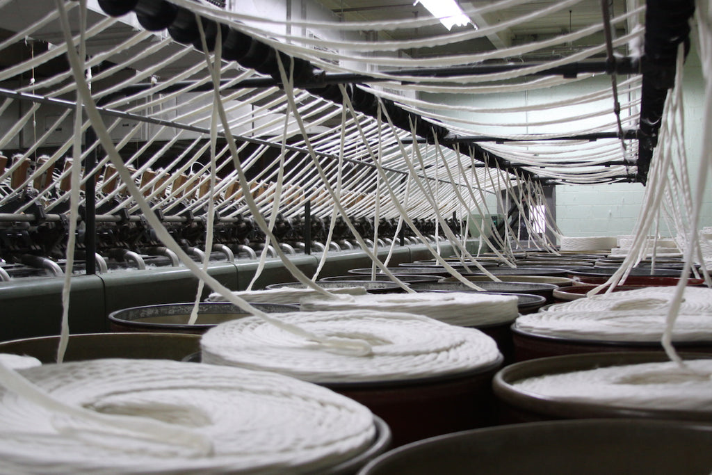 Cotton roving being processed for spinning