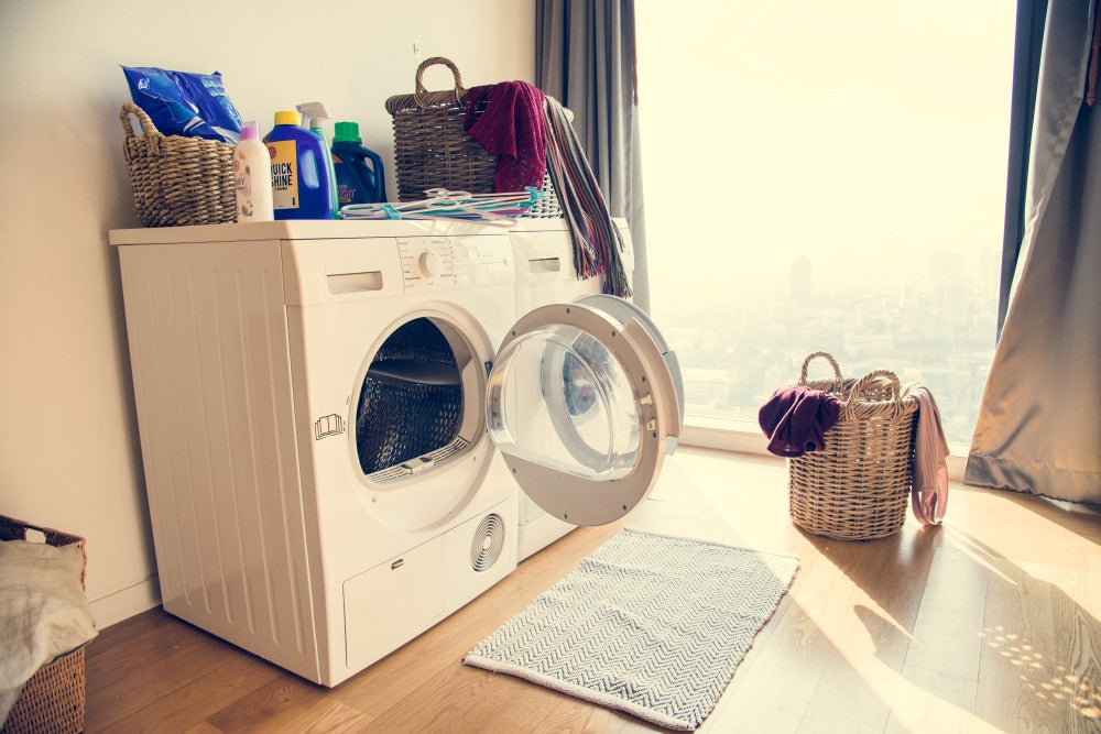 Washing machine with door open