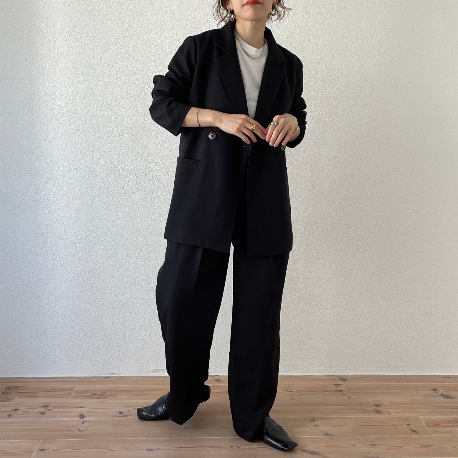 JACKET BLACK &2TUCK SLACKSセットアップ-