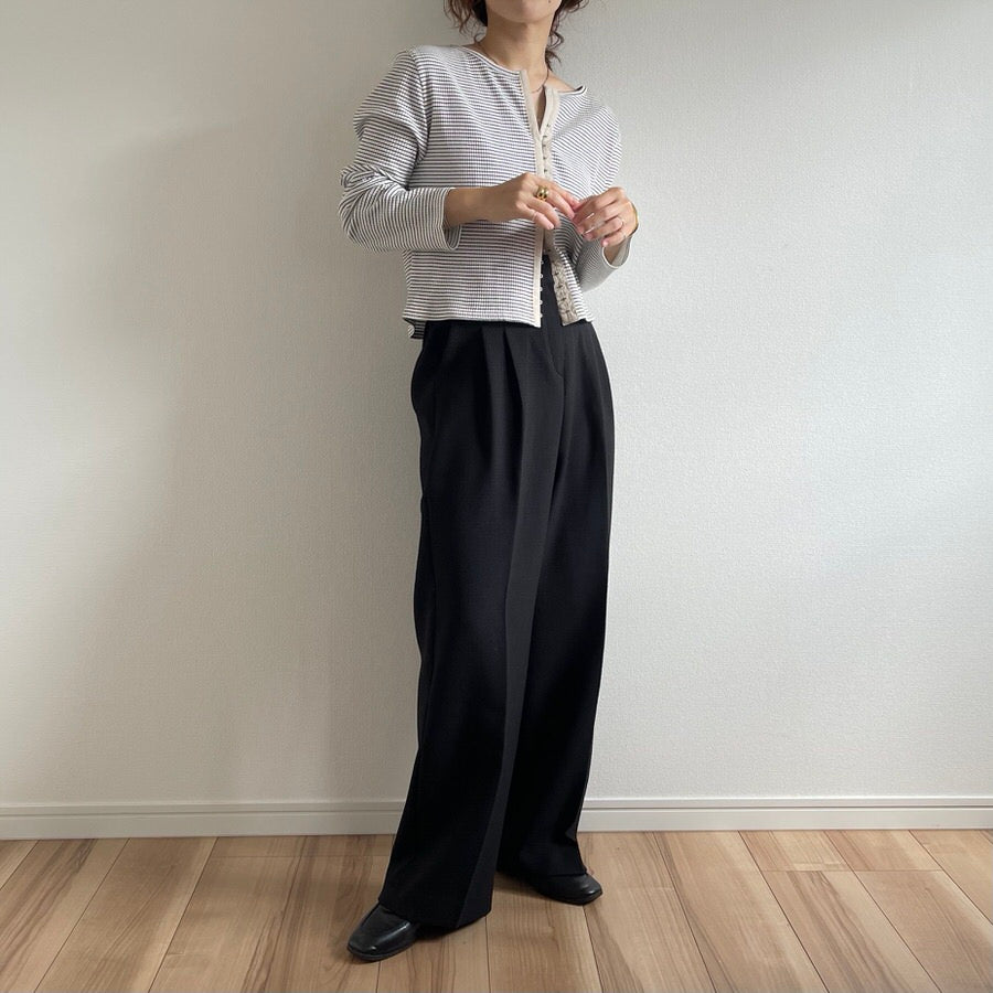 high waist tuck wide pants / ハイウエストゴム入りタックワイドパンツ - organicfarmermag.com